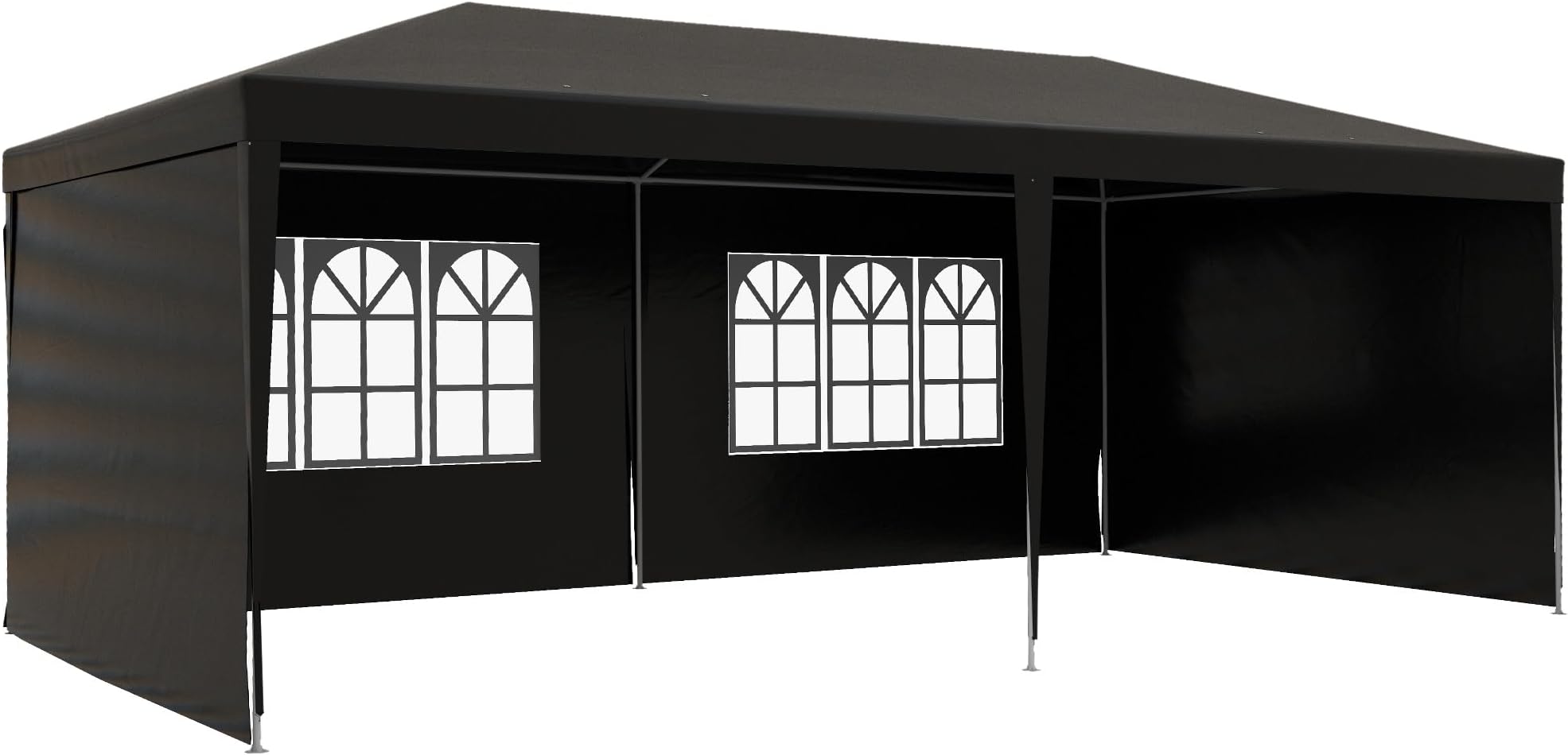 Outsunny 6 x 3 m Party Tent Gazebo Marquee Outdoor Patio Canopy Shelter with Windows and Side Panels Black