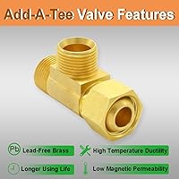 Vista 3 de Válvula Add-A-Tee de tope angular de latón, entrada de compresión de 3/8 pulgadas x salida de 3/8 pulgadas, paquete de 4