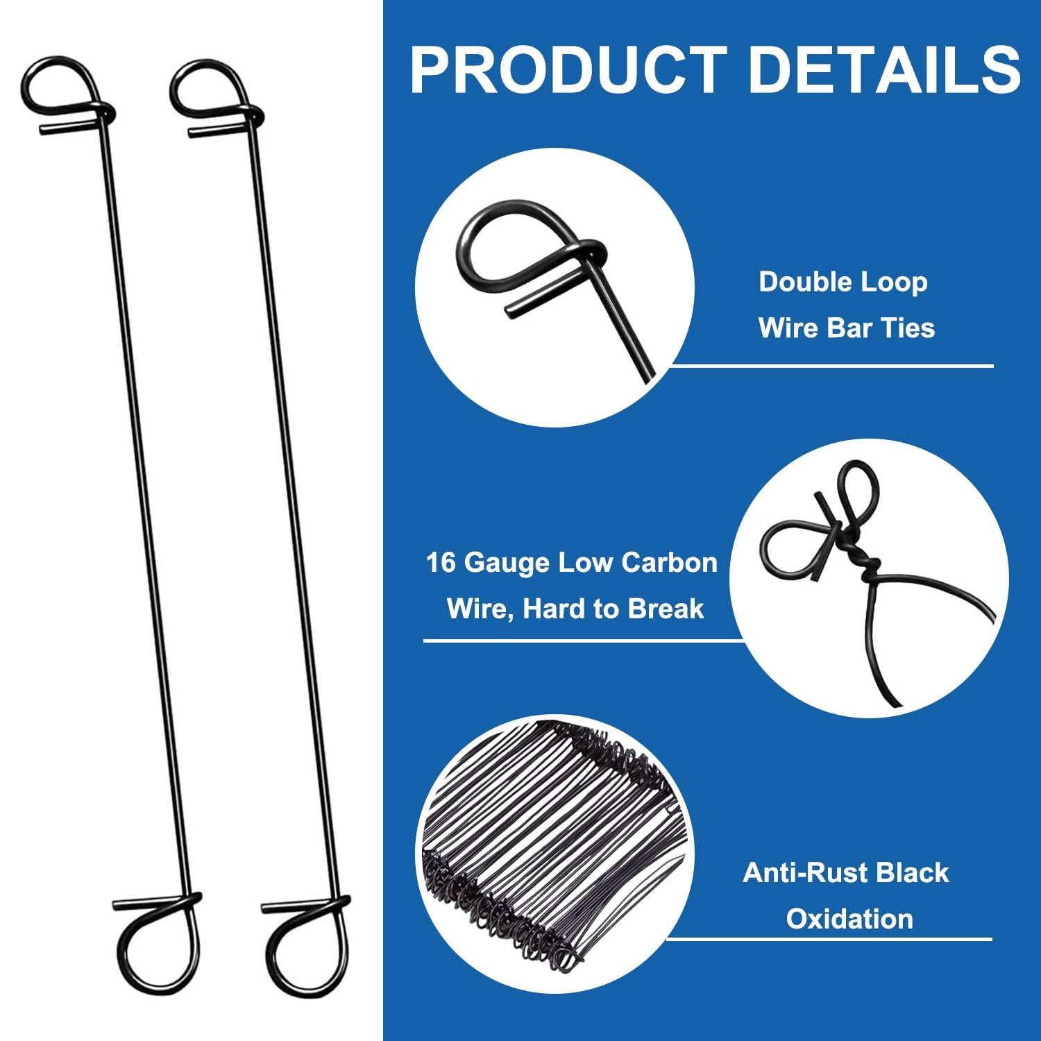 1000Pcs 6" Rebar Reinforcing Mesh Loop Ties, Silver - Image 3