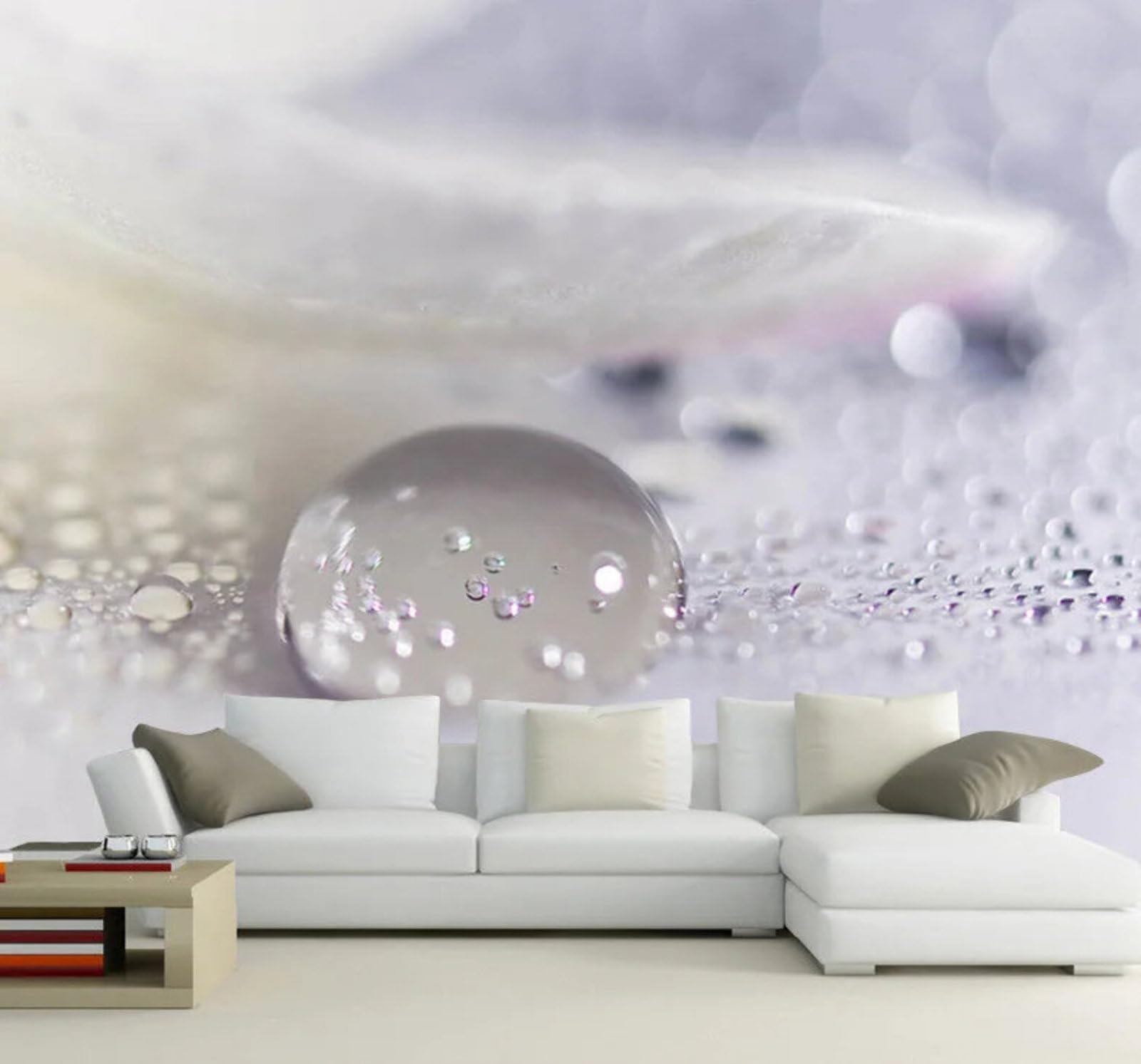 Wallpaper-3D-Xlm 250Cm×170Cm(B×H) Large Scale Abstract Three Dimensional Water Droplets And Feathers 3D Wallpaper Easy Install Feature Office Living Room Sofa Bedroom Tv Background Wall Decoration-250Cm×170Cm