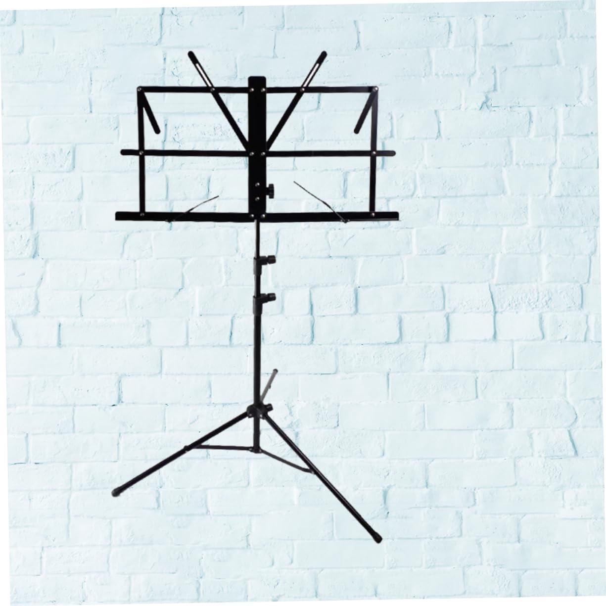Gatuida Supporto per Spartiti Musicali Treppiede Metallo Pieghevole e Leggero per Chitarra e Violino con Piedini Antiscivolo e Fermacarte Molla Nero