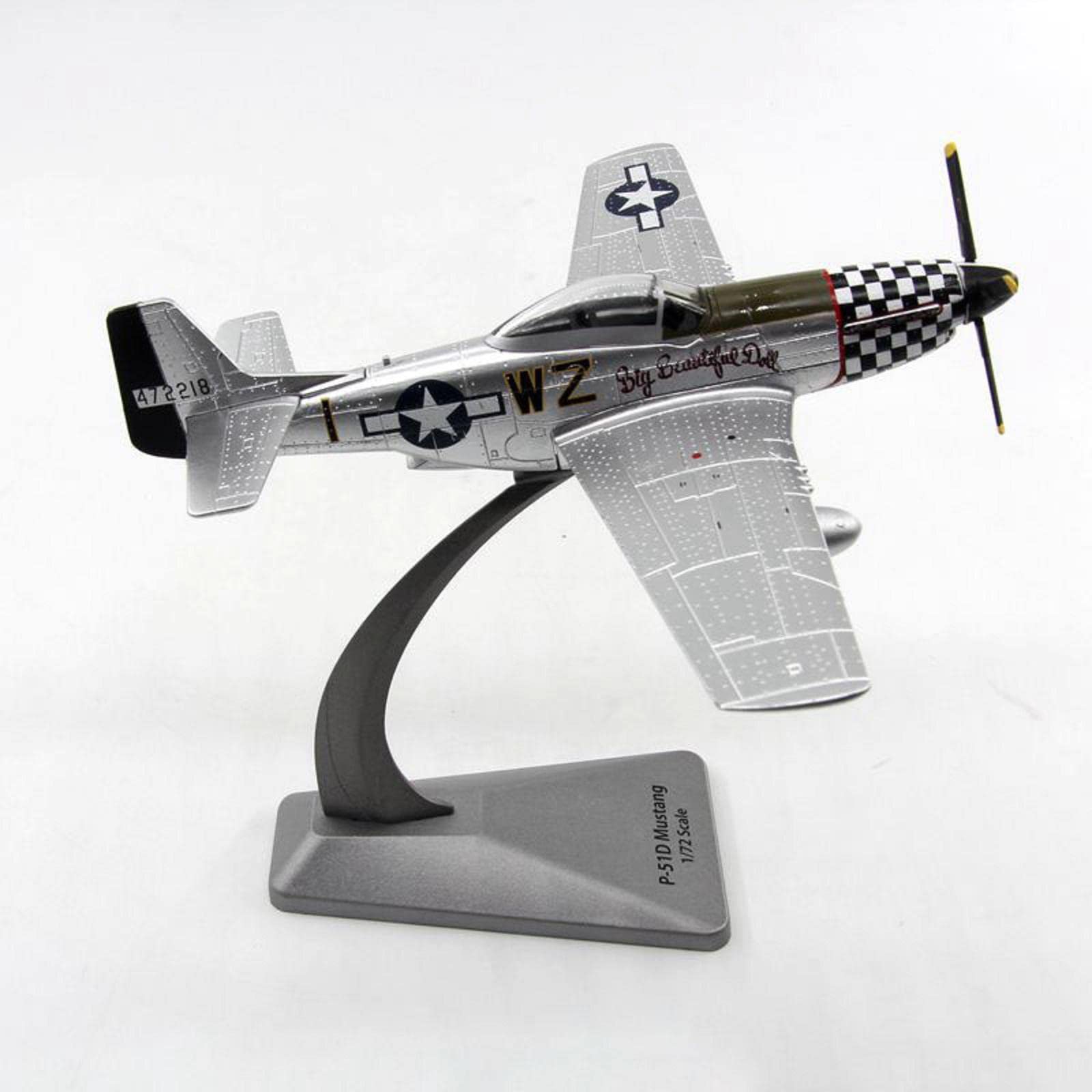 TECKEEN Modèle d'avion de chasse Mustang P-51 à l'échelle 1/72 en alliage moulé sous pression pour collection