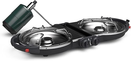 Coleman Fold N Go - Estufa de campamento de propano de 2 quemadores, estufa de campamento plegable portátil con botón de encendido instantáneo, 2