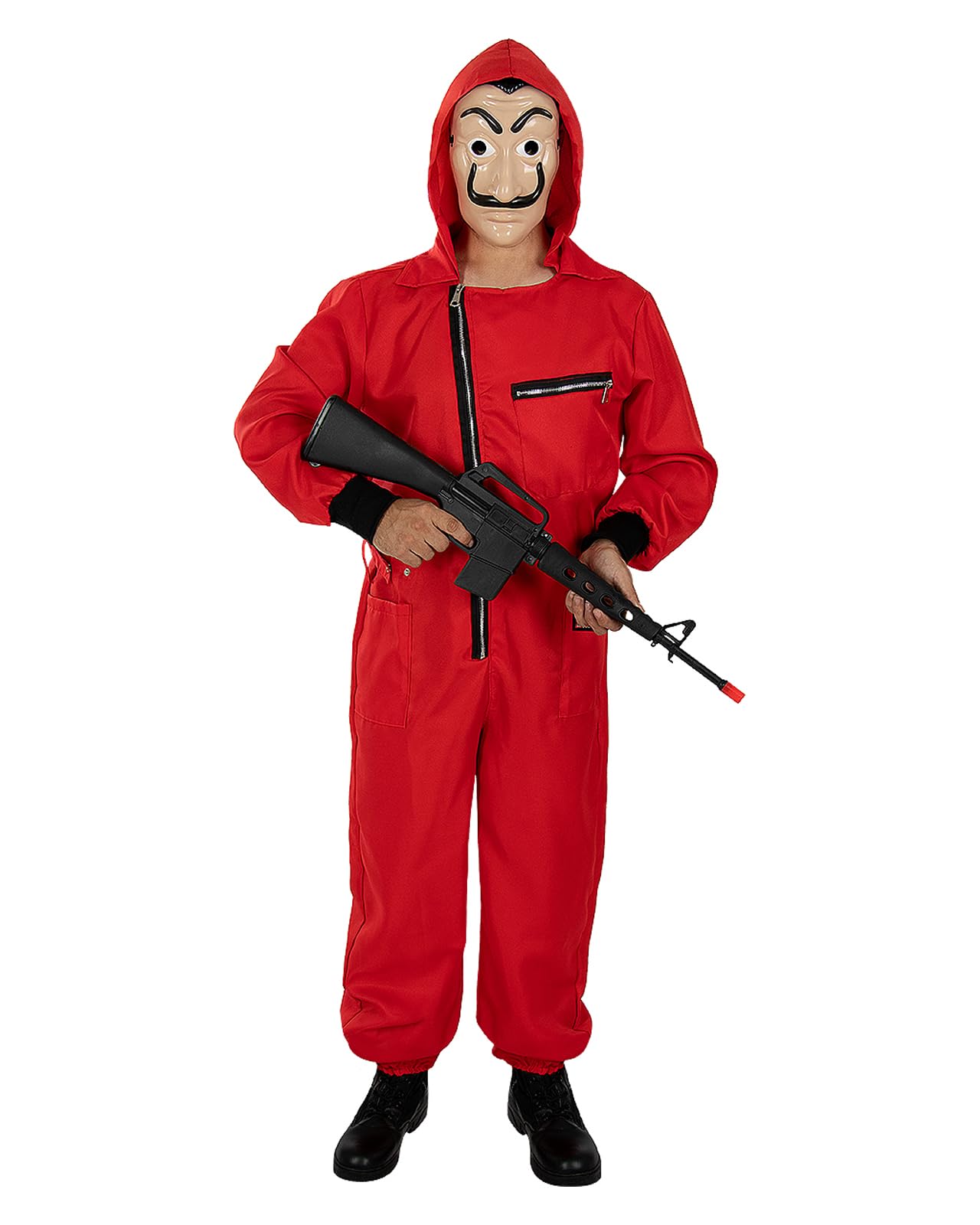Funidelia Official Paper House Costume with Rifle for Men and Women, Includes Jumpsuit and Mask, Thief - Adult Costume for Parties, Carnival and Halloween - Size M-L