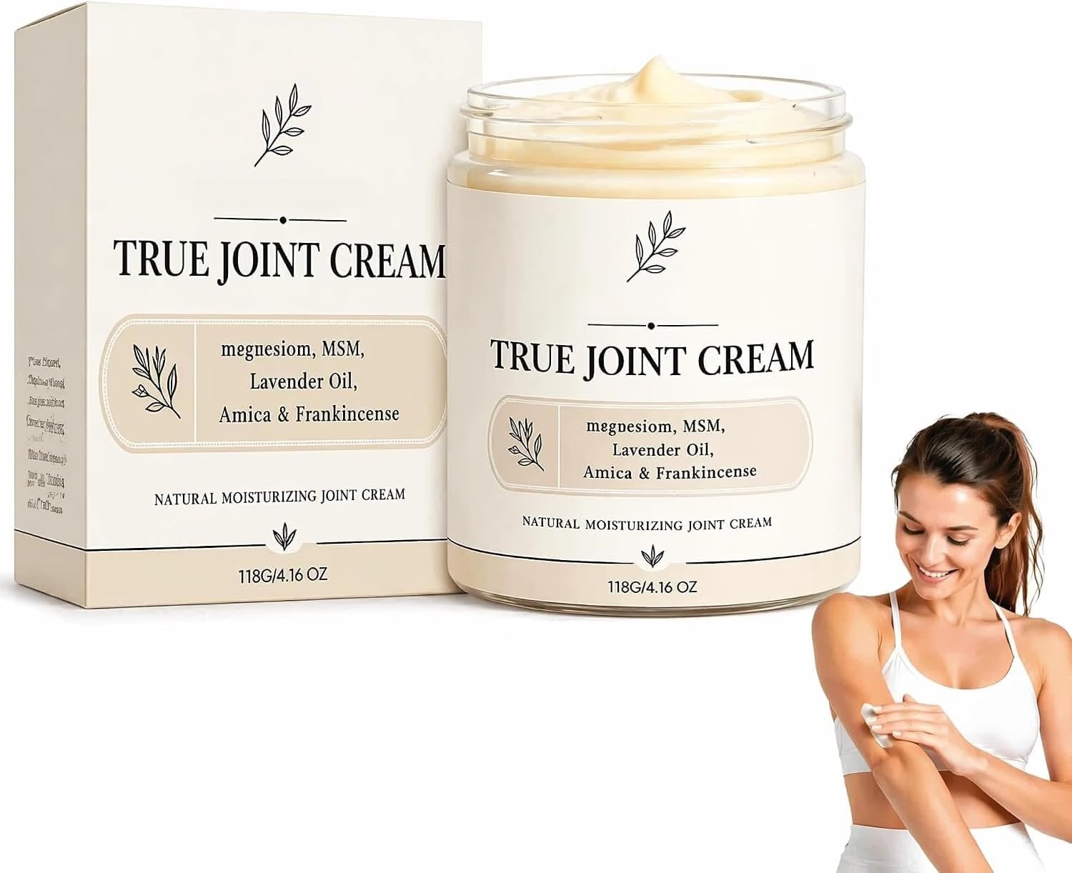 True Joint Cream – 4-in-1 MSM Cream for Joint Pain with Magnesium,Arnica, Lavender & Frankincense,Non-Greasy Massage (1)
