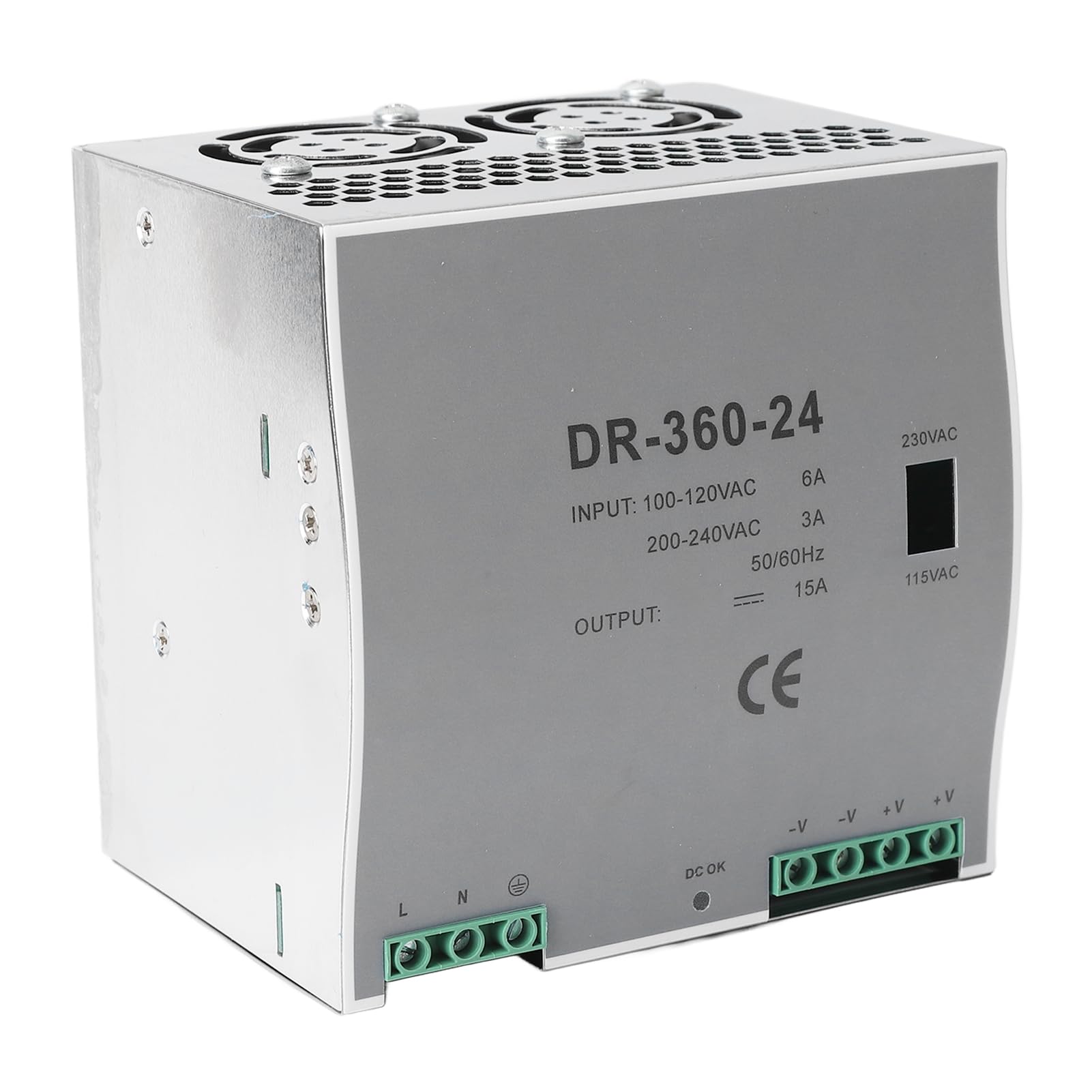 Zasilacz AC na DC 360W, Przetwornica Napięcia, Montaż na Szynie