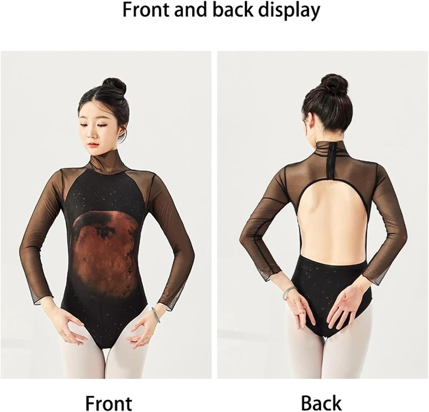 Dance Leotard Ballet Dance Costume Gymnastics Training Suit Long Sleeved Mesh Ballet Dance Jumpsuit Ballet Outfit