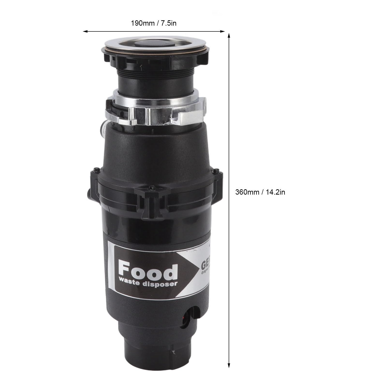 Triturador de residuos de alimentos Eliminación de basura silenciosa de 3/4 con motor de 4000 RPM, cámara de 37 oz, de molienda de acero inoxidable, uso doméstico en la cocina,