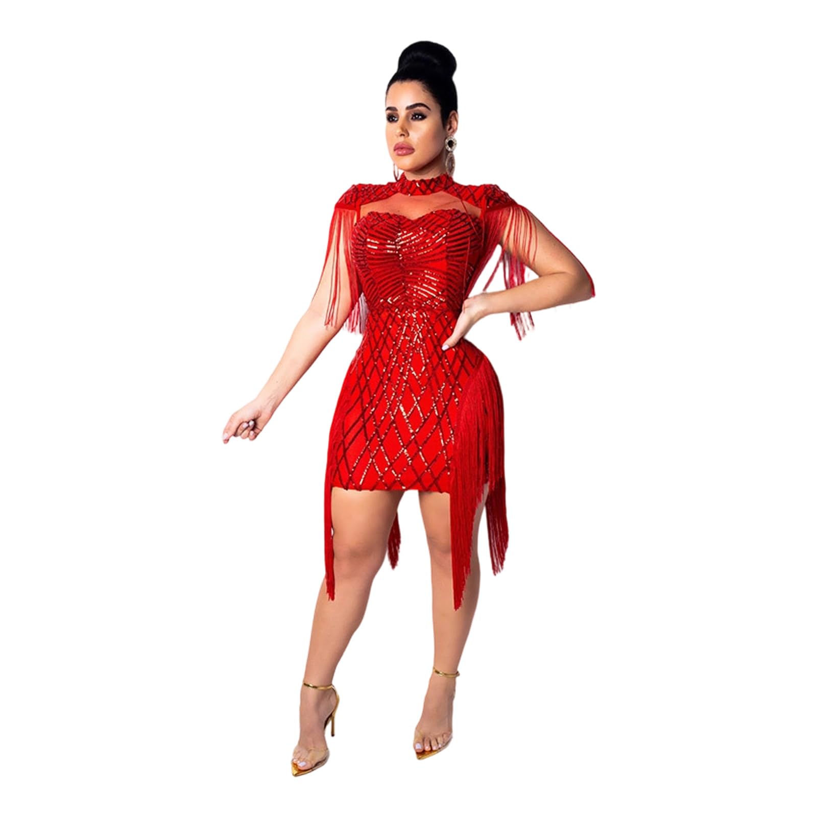 Robe à paillettes en maille polyester confortable pour soirée