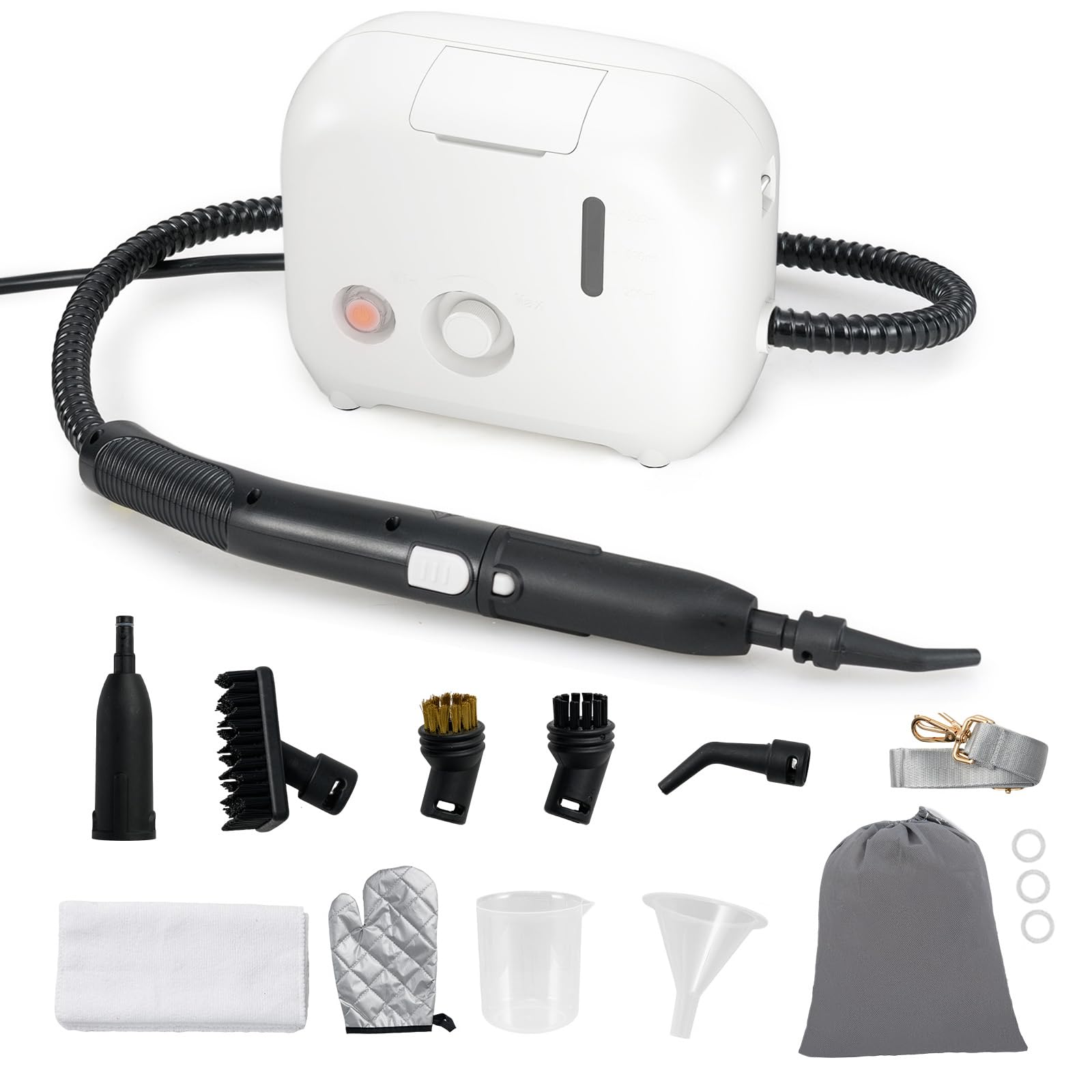 RELAX4LIFE Pulitore a Vapore Portatile 1600W, Macchina per Pulizia a Vapore con Serbatoio da 1L, Pressione 3 Bar, Tempo Riscaldamento 10s, Accessori Completi, per Cucina, Soggiorno, Auto (BIANCO)