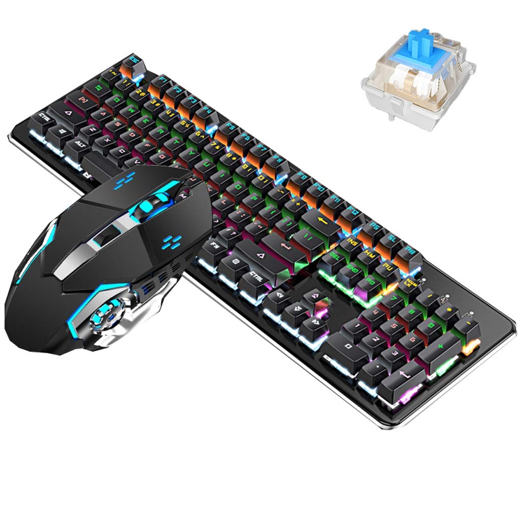 ARCH Wired Keyboard Meccanico Kit Tastiera E Mouse, Tastiera Ergonomica E di Gioco Tastiera E Mouse, Tastiera di Gioco con Tasti Multimediali for La Casa del Computer Desktop (Color : B)