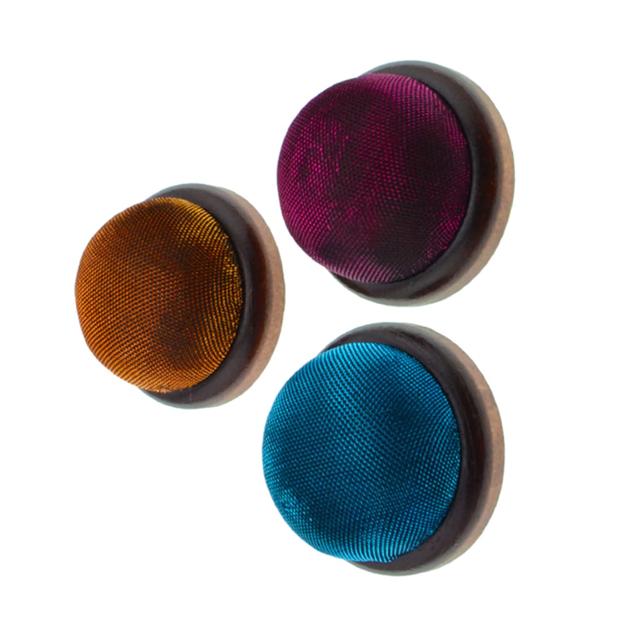 STOBOK 9piezas Cojín De Agujas Base De Madera y Brillo De Dorado Rojo Azul Organizador De Alfileres Para Manualidades y Costura
