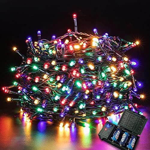 Oceacode Lichterkette Außen Batterie,40M 300 LEDs Weihnachtsbeleuchtung 8 Modi und Timer Wasserdicht Outdoor Lichterkette,Lichterkette Bunt für Zimmer,Party,Garten, Baum,Balkon Cover