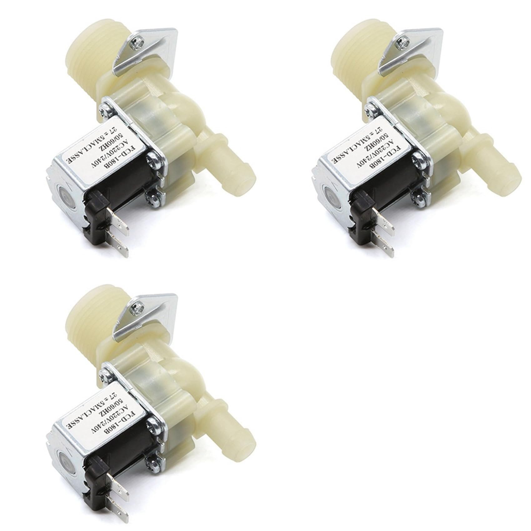 Aundhegrtt 3X Water Inlet G3/4 12mm Washing Machine Inlet Solenoid Valve Dishwasher Normally Closed Inlet Valve AC220V