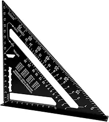 Esquadro Rápido Régua Transferidor Triangular 7 Polegadas Alumínio Marcenaria Ferramenta Medição (Preto)