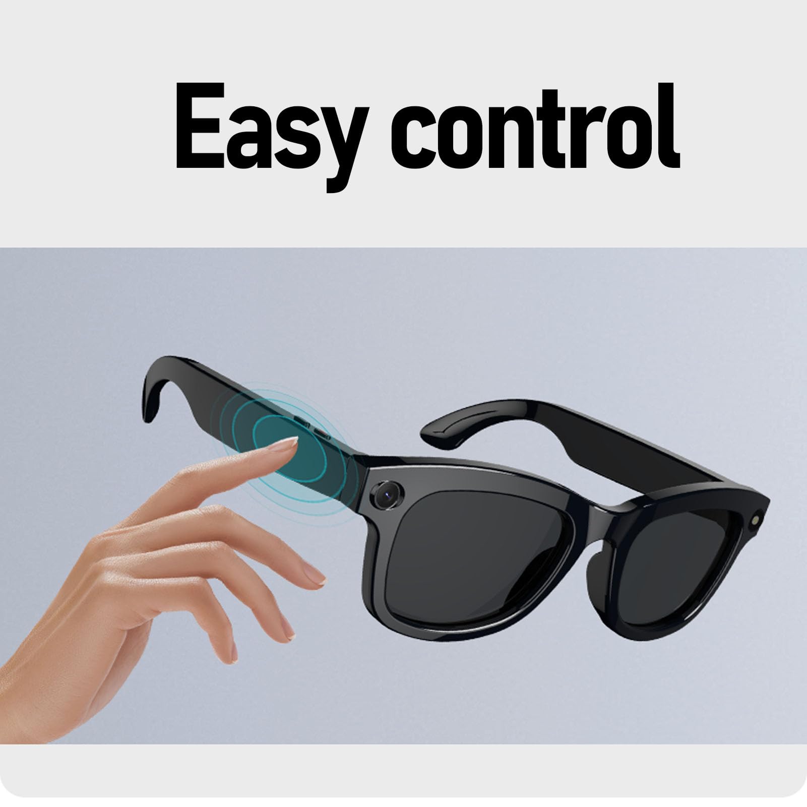 Gafas Inteligentes, Gafas de Traductor de IA, Cámara Multifuncional de 8MP Bluetooth Llama Gafas de Música, Reconocimiento de Objetos de Fotografía, para Chatgpt (Gafas de Sol)