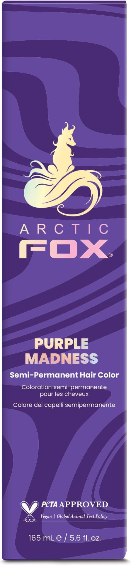 Arctic Fox, 100% Vegan and Cruelty Free Semi Permanent Hair Colour 165ml (Purple Madness)