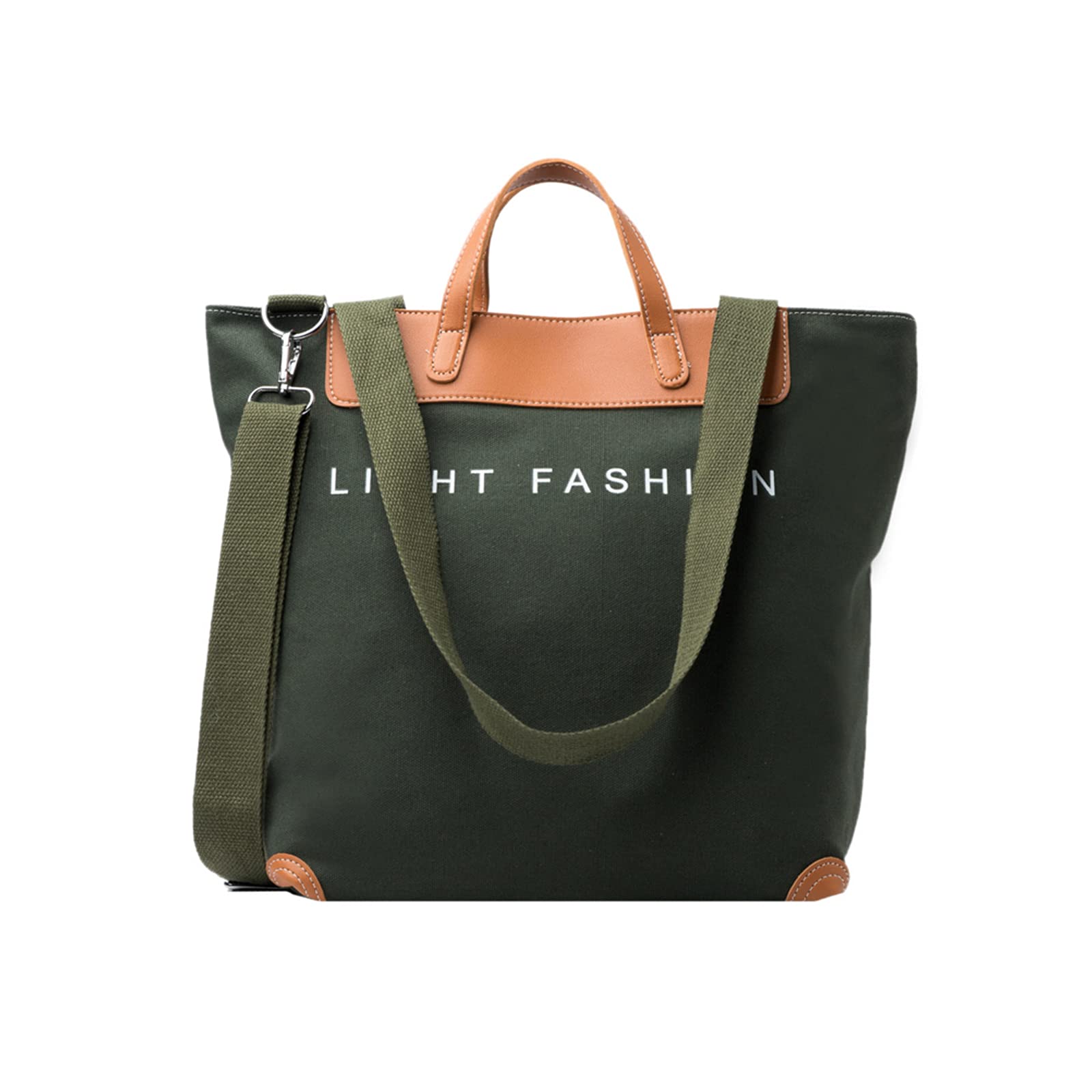 Bolsos de Mujer Grande Bolsos de Hombro de Lona Bolso Bandolera Multifuncional Bolso Tote Shopper Bolso para Trabajo Escuela Viaje Uso Diario Verde