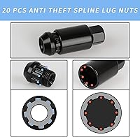 Vista 6 de 20 piezas de tuercas de llanta de extremo cerrado M12X1.5 para llantas de rueda + casquillo (negro)