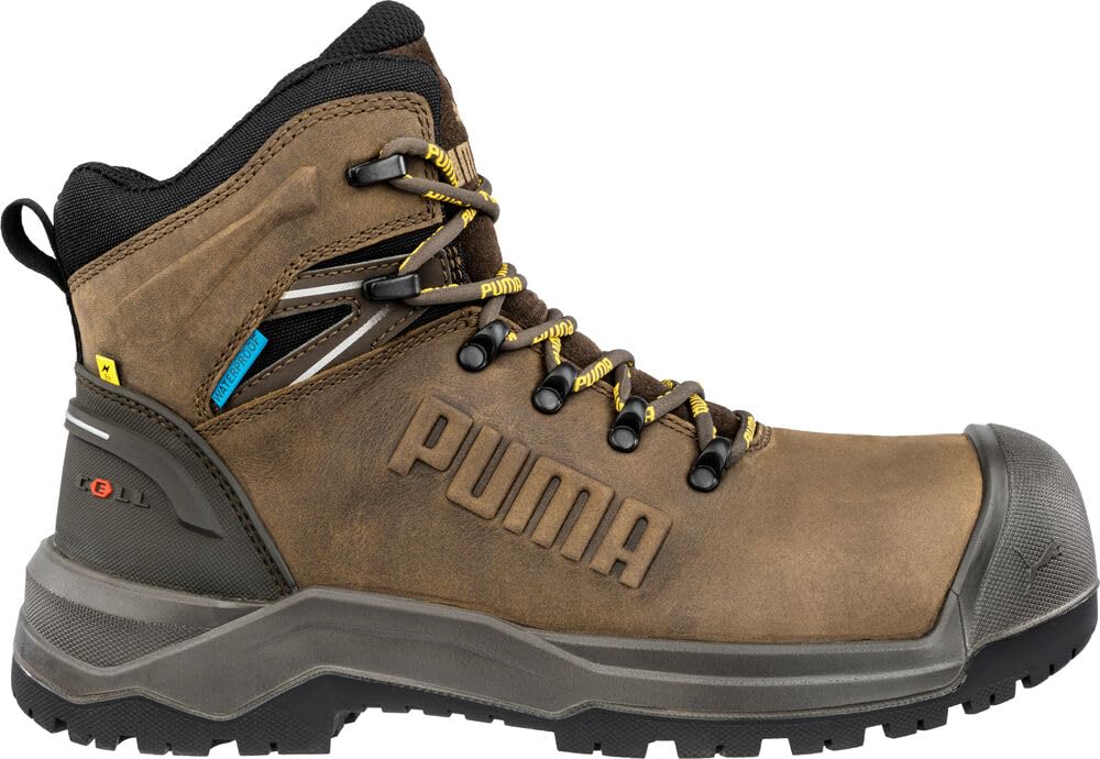 PUMA Safety - Botas de trabajo de hierro para hombre, punta compuesta, antideslizantes, impermeables, EH