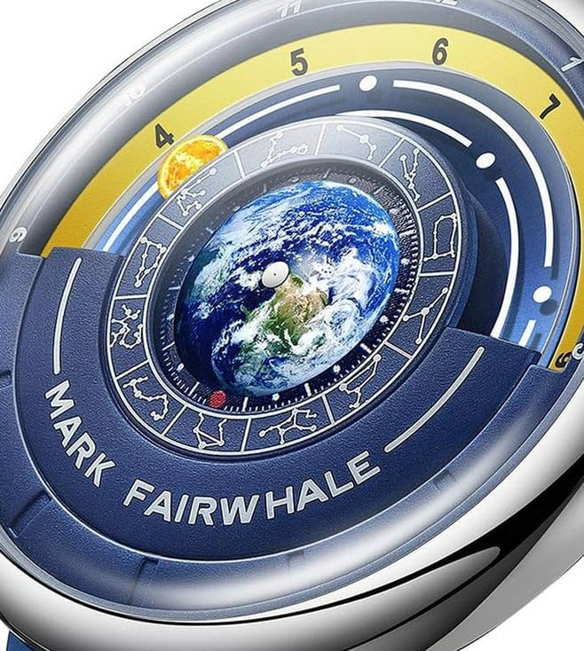 Image of Mark Fairwhale Men's Luxury Analog Wrist Watch | Unique Earth & Sun Dial Design | Stainless Steel Case - Stylish Casual Watch for Men