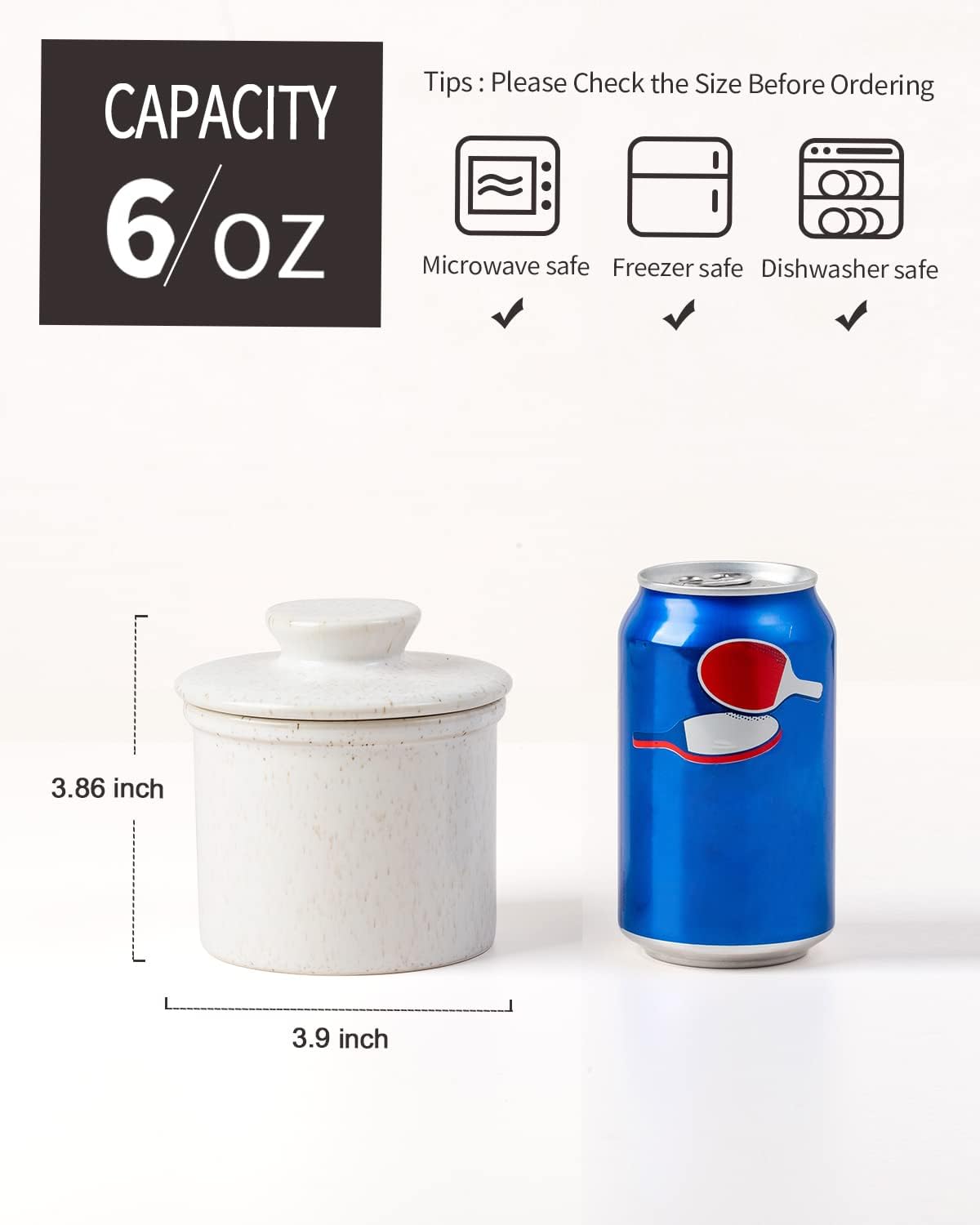 Buy XELA Porcelain Butter Keeper Crock, French Butter Crock for Counter