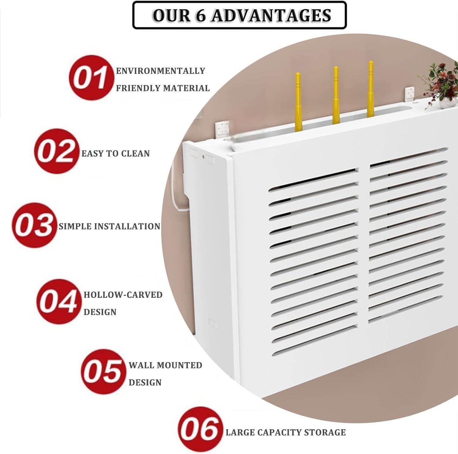 Armadio da parete per router Sto Box, scaffale per organizzare modem e apparecchiature Internet in soggiorno, elegante e funzionale, organizer tecnico per la casa