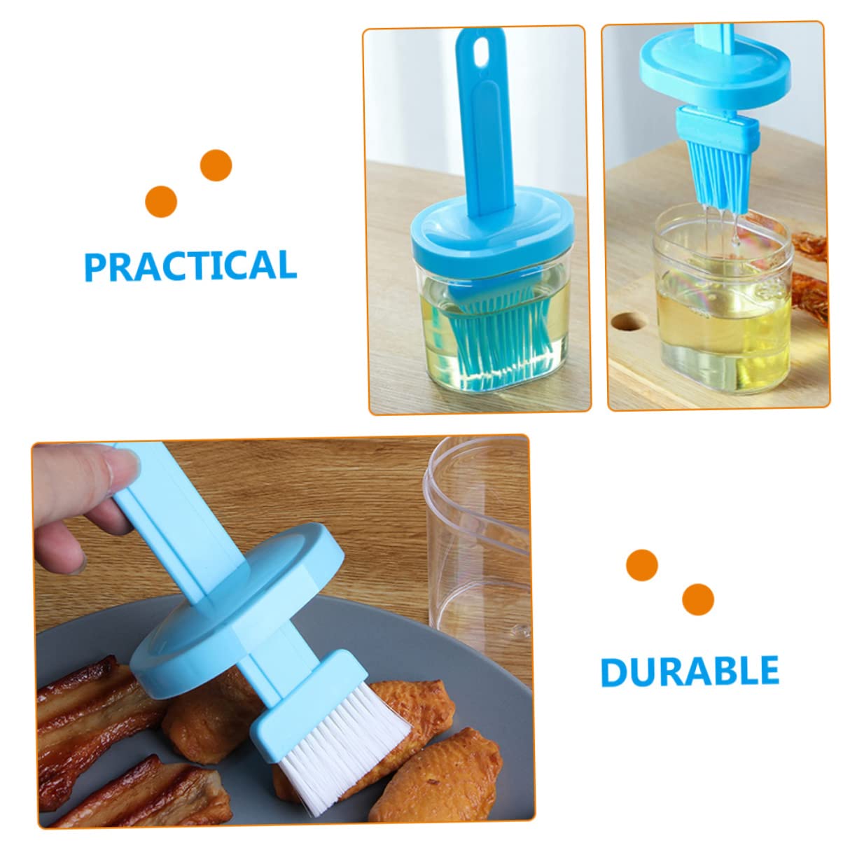 BRIGHTFUFU 4Pcs Reusable Oil Brush Convenient Basting Brush for Cooking Baking and Bbq Lightweight Easy to Hold for Camping and Picnics