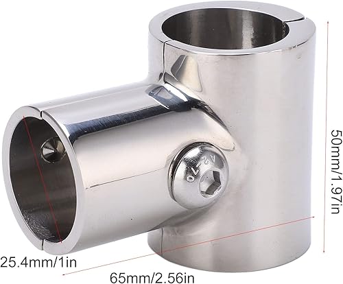 Miniatura 4 de Accesorios de pasamanos de barco de acero inoxidable, tubo de barandilla de barco Tubo en T de 90 grados, conector de tubería de riel de barco,