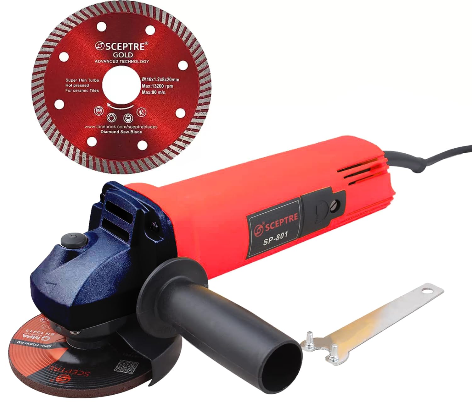 SCEPTRE Gold SP-801 4inch Angle Grinder Machine 850W, 11000 RPM Motor with Side Handle (Disc diameter 110mm/115mm) with Thin Zero Chipping Wheel Tile Cutting Blade (B0CG6H5R63) Amazon Price History, Amazon Price Tracker