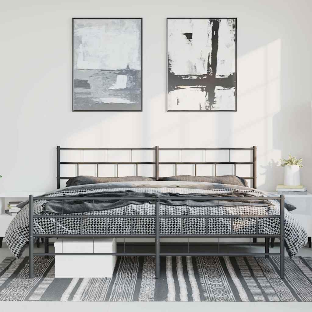 Metal Bed Frame Black Powder-Coated Steel Full Size Heavy-Duty Platform Foundation with Sturdy Slatted Support No-Box-Spring-Needed Easy-Assembly for Modern Bedroom Storage