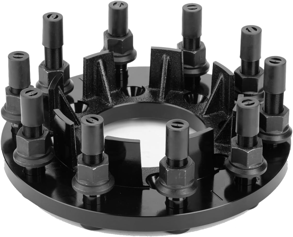 2pcs Rear Black Rustproof Steel Wheel Spacer Adapter 8 to 10 Lug Hub Centric Wheel Adapters Fit For Ford F-350 2005-2023 Dually(Bolt Pattern 8x200mm to 10x285.75mm)