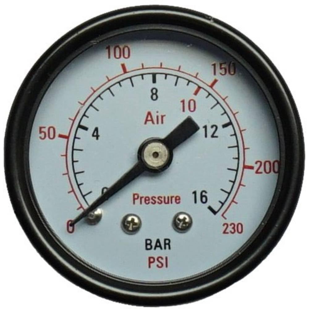 Aerotec Manometer 40mm Dia 16 bar Back Thread 1/4"" for Compressors