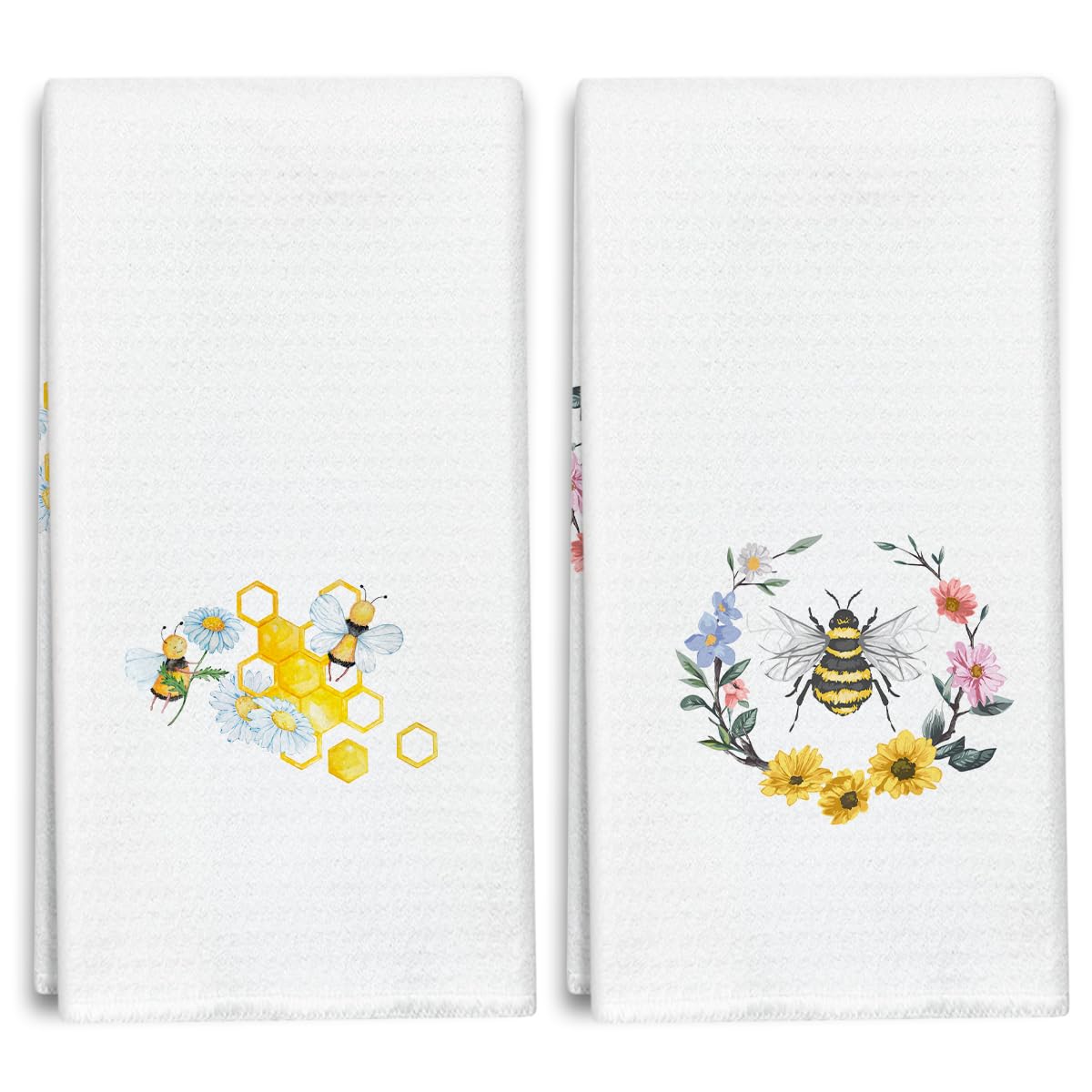 Bee Kitchen Dish Towel Tea Towel Dishcloths Sets of 2, Kitchen Decor, Bee Lover Gift, Funny Kitchen Towels and Dishcloths, Drying Cloth Hand Towels