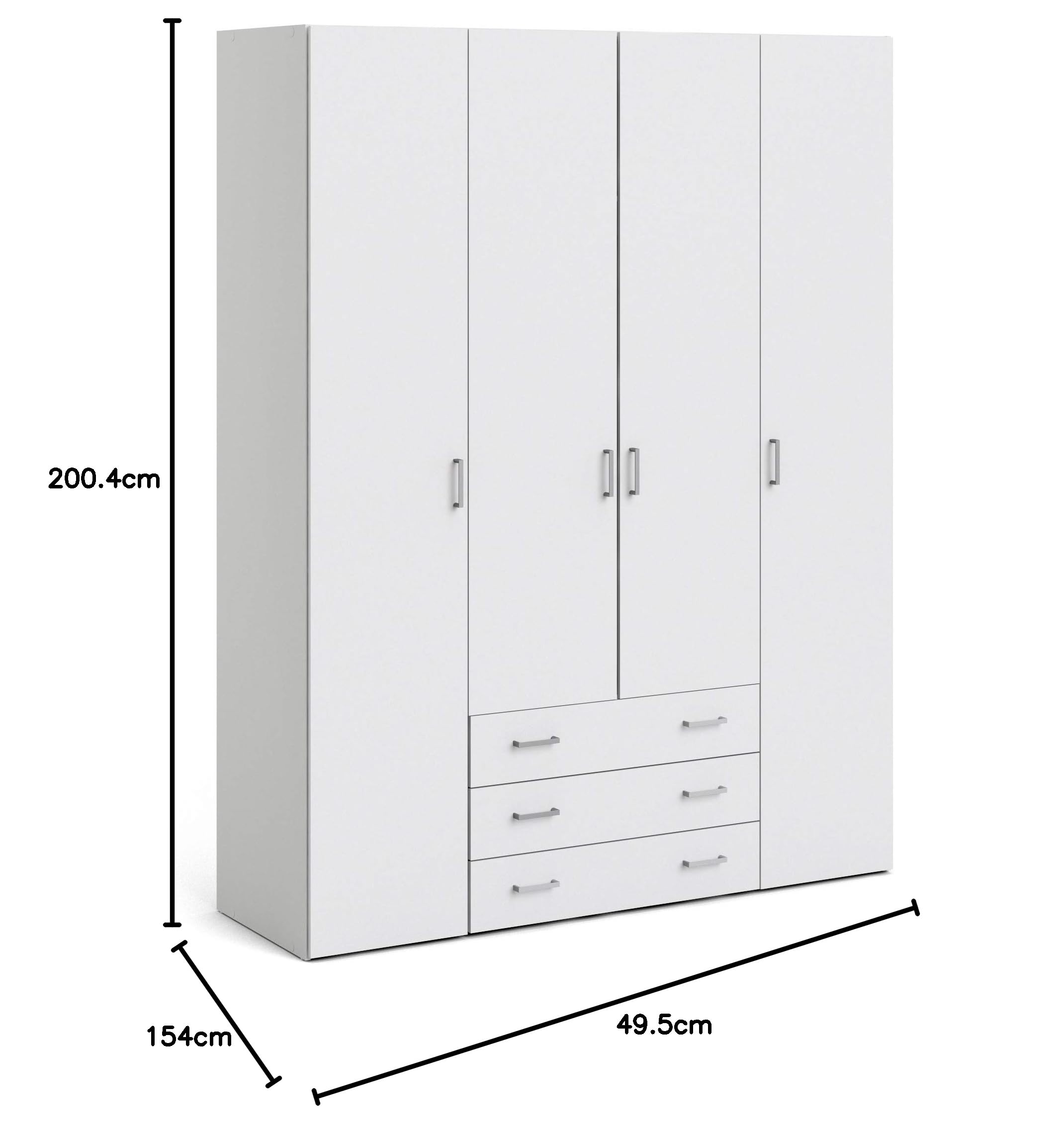 Tvilum 704104949 Jade Armoire avec 4 Portes + 3 tiroirs (200) Blanc