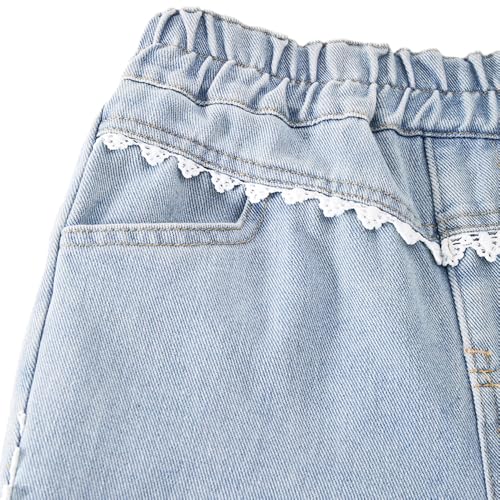 Girls Baggy Jeans, Wide Leg Pants with Lace Trim - Trendy Loose Fit Casual Pants with Pockets for Everyday Wear3