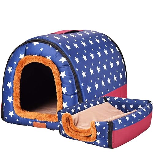 2 en 1 Cómodo Casa y Sofá para Mascotas, Interiores y Exteriores Portátil Plegable Cama para Gatos y Perros