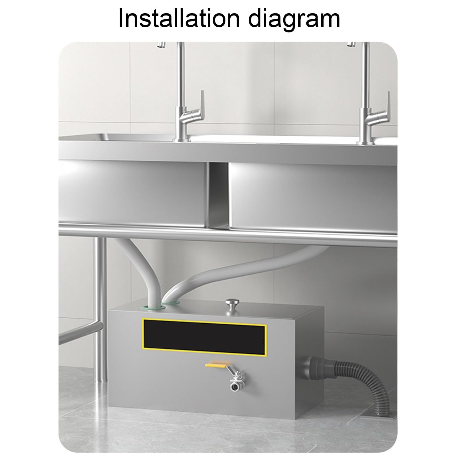 Separador de grasa de acero inoxidable, interceptor de grasa de entrada lateral para restaurantes, cafeterías, cocinas domésticas, gestión eficiente de la grasa para servicio de alimentos