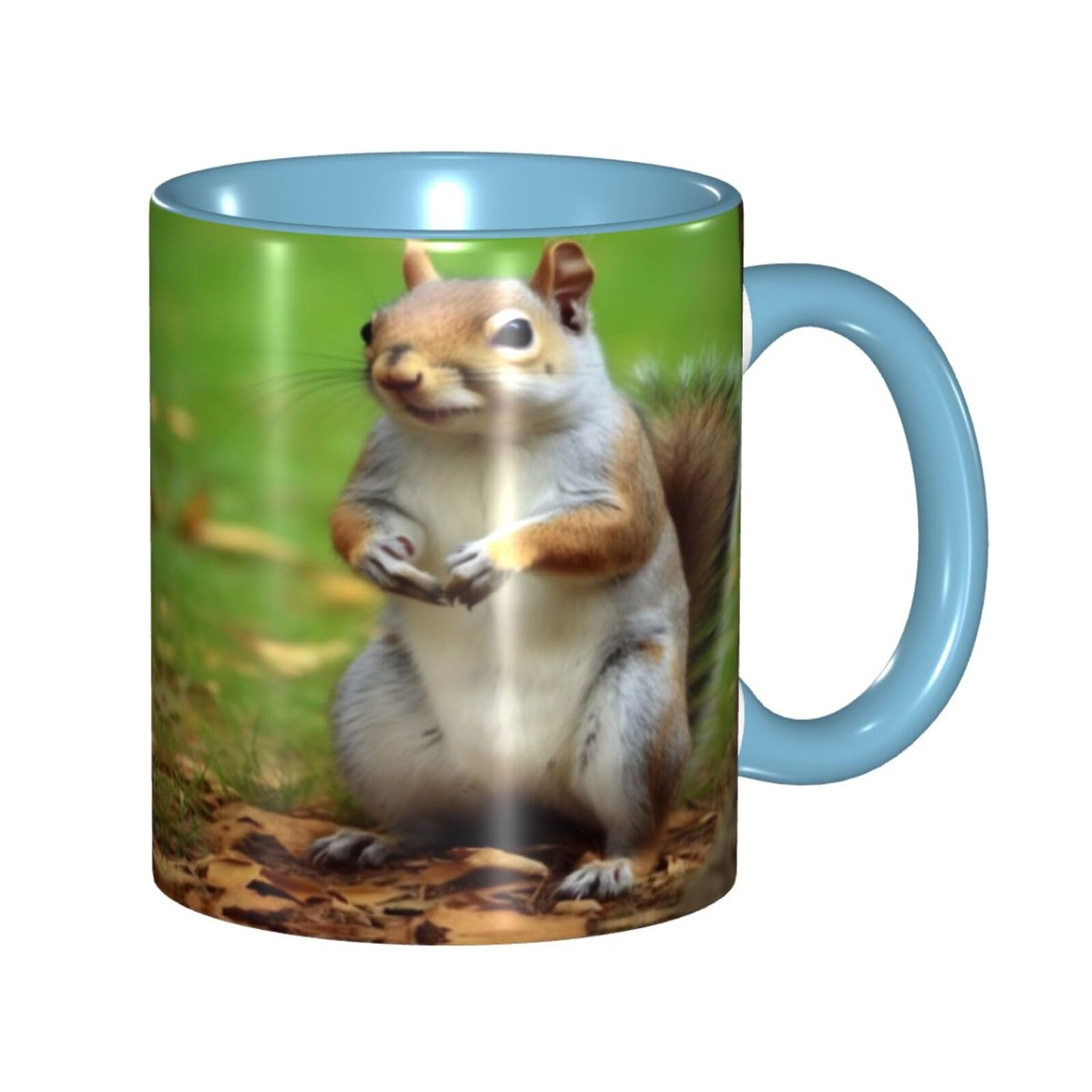 BKTRAVERPT Funny Squirrel Coffee Mug - 11oz Two Tone Color Ceramic Cup with 3D Pattern | Cute Gifts for Men, Women, Office, Work
