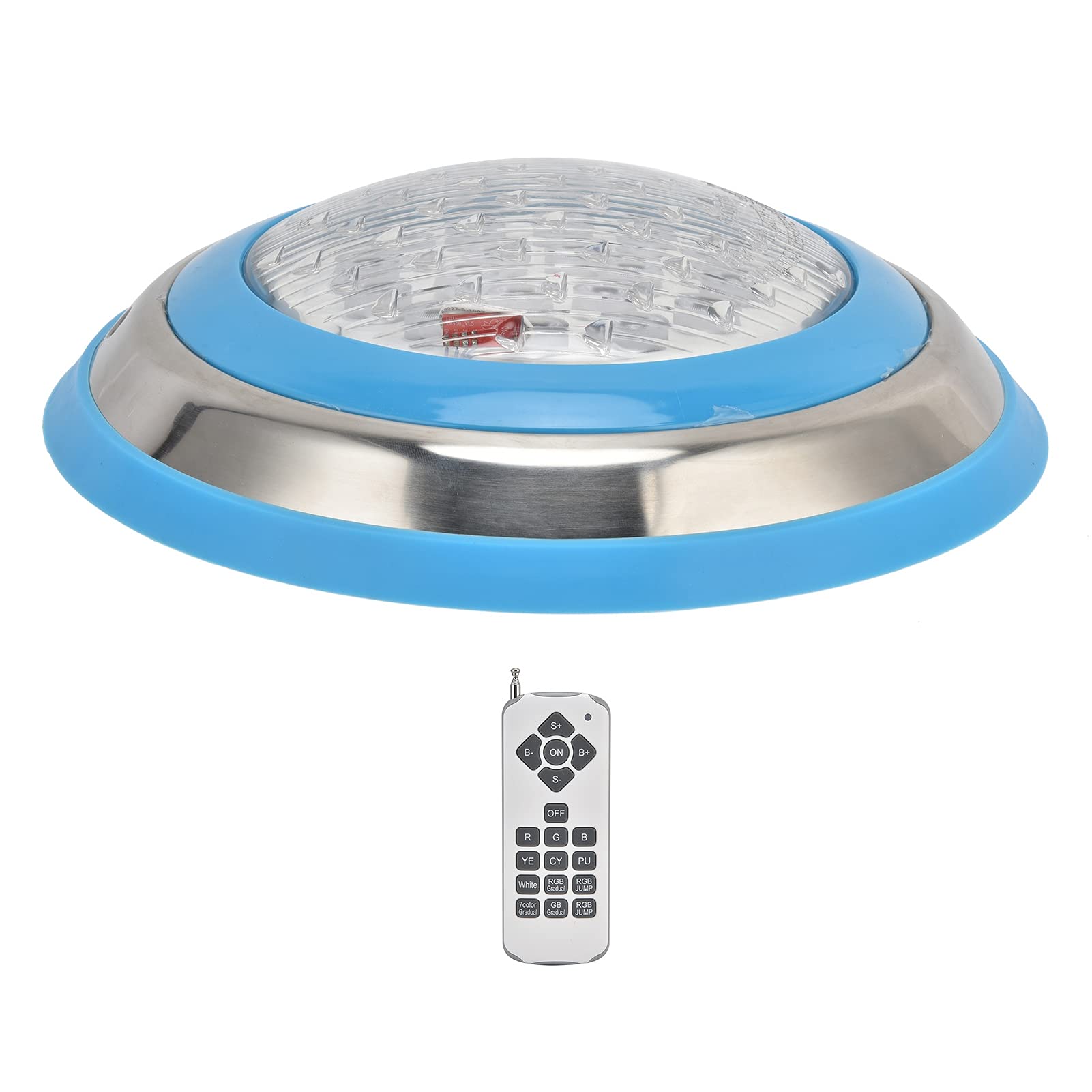Fafeicy Luce Subacquea, Luce per Piscina a LED Simming Lampada da Parete Subacquea in Acciaio Inossidabile AC12V RGB Perline Lampada Ad Alta Potenza 18 Tasti, Luci Subacquee Continue (24W)