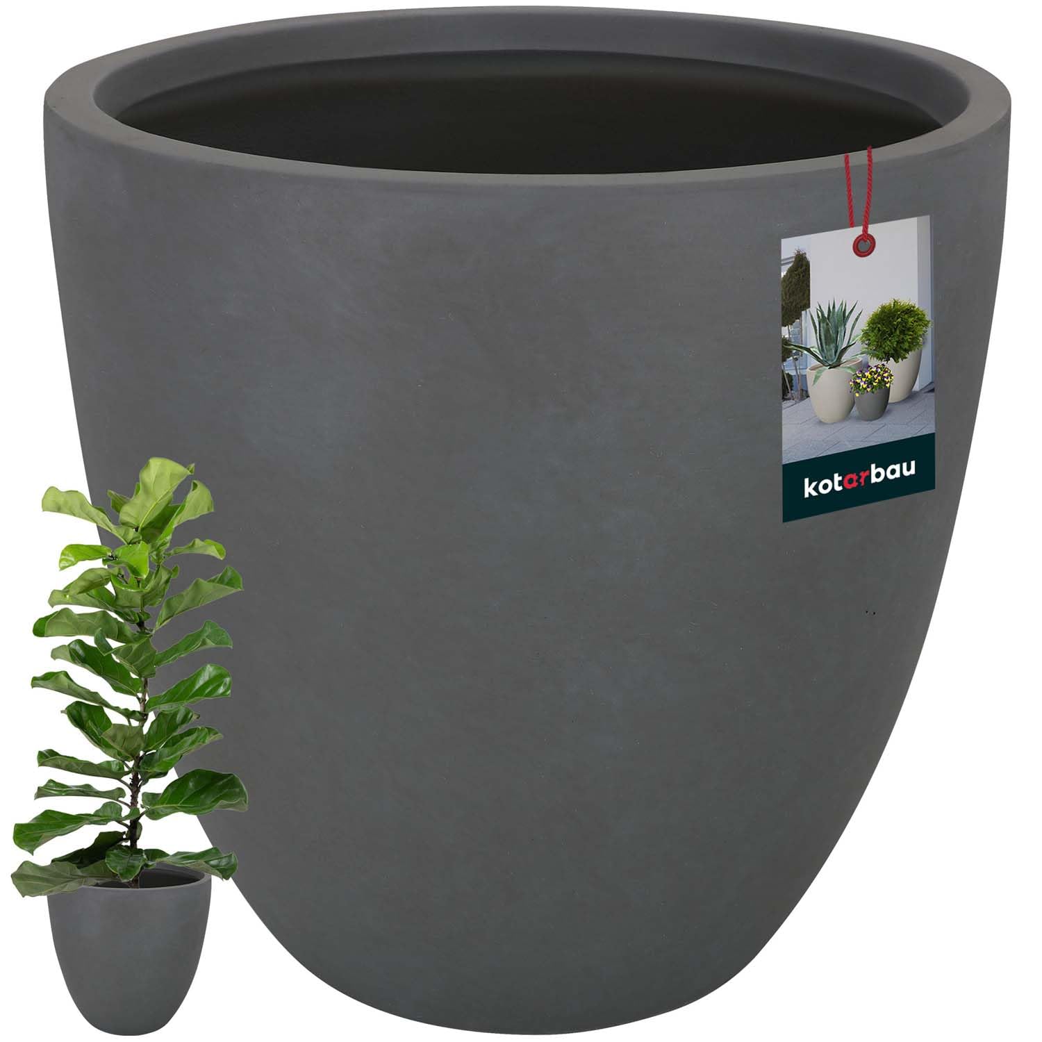 KOTARBAU® Macetero Decorativo Interior, Maceta Ø 36 cm, Fibreclay | Maceta Orquidea, Maceta de Pie, Macetero con Efecto Hormigón, Tiestos para Plantas Interior, 31 cm de Alto, Gris