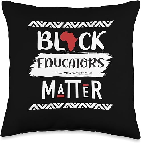 Black Educators Matter African History Teacher Men Throw Pillow, 16x16, Multicolor