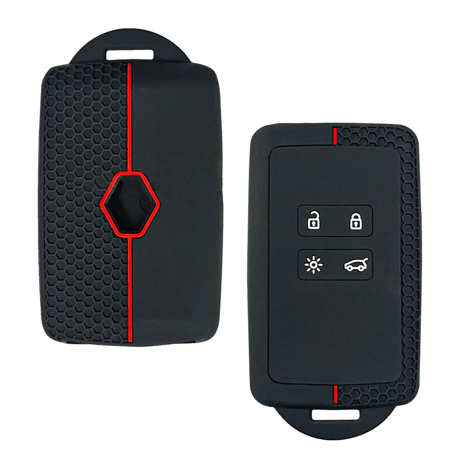 Coque Clé,Étui Pour Clé Télécommande à 4 Boutons, En Fiber De Carbone, Pour Renault Megane Koleos, Kadjar, Talisman - Type Rouge - Auto