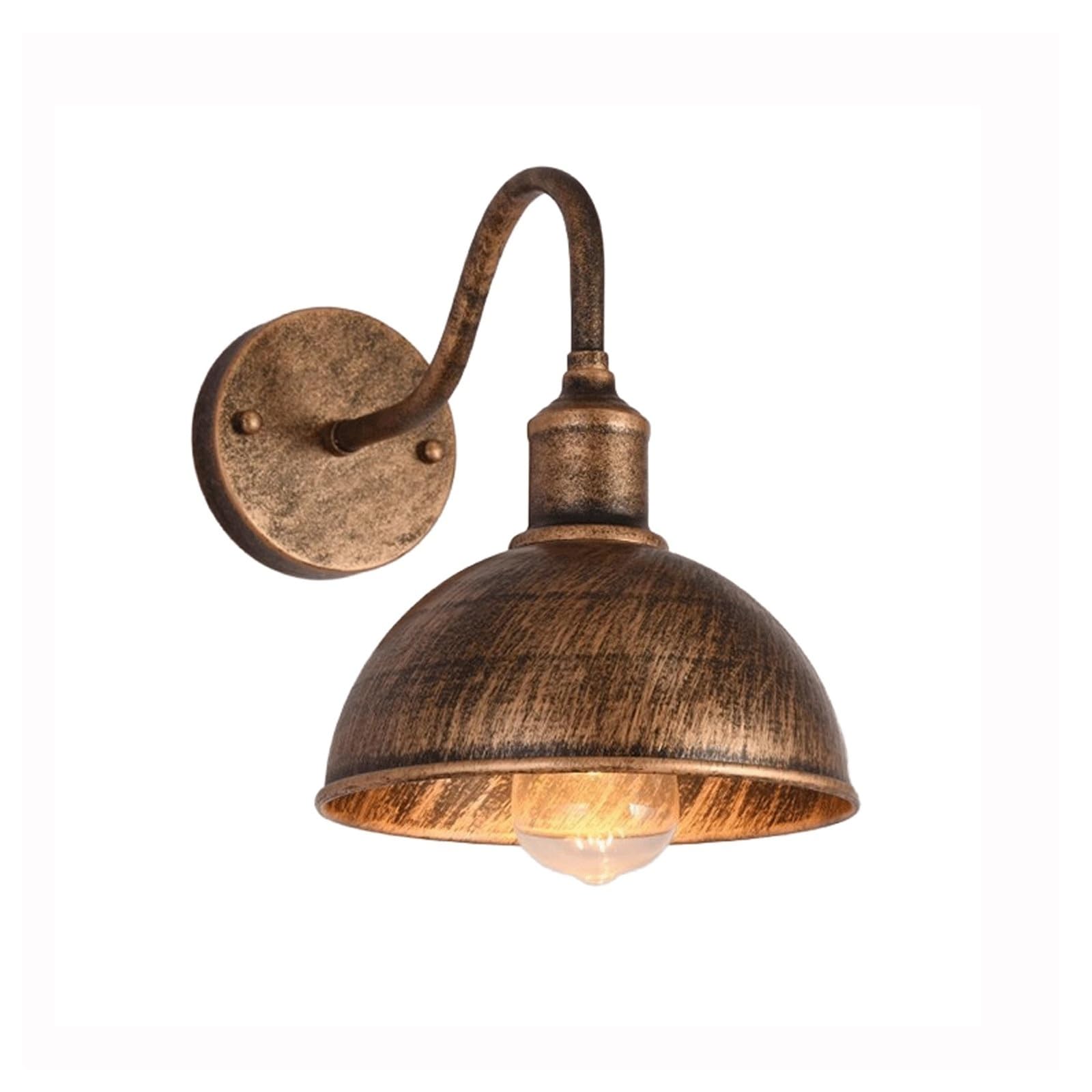 OZBMA Antique Bronze Wall Sconce Light, Retro Gooseneck Lamp with Metal Dome Shade, Industrial Lantern E27 Fixture for Garage, Kitchen, Bedroom, Barn, Office, Hallway Cottage