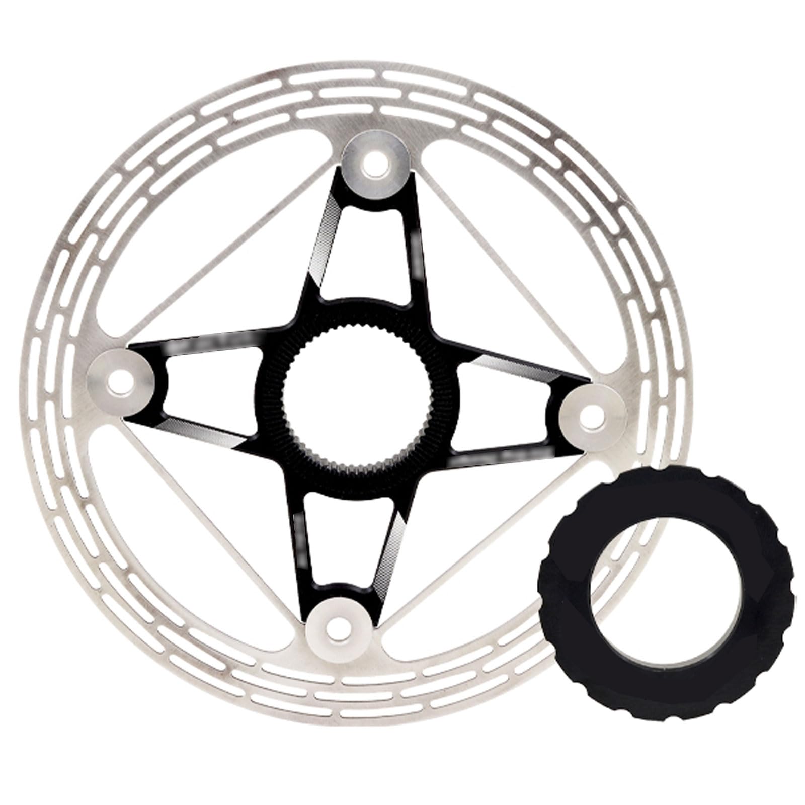 Rotore del Freno a Disco Rotore del Freno a Disco for Bicicletta in Acciaio Inossidabile da 1 Pezzo: for Mountain Bike Leggero e Resistente con compatibilità Blocco Centrale(Black,160mm)