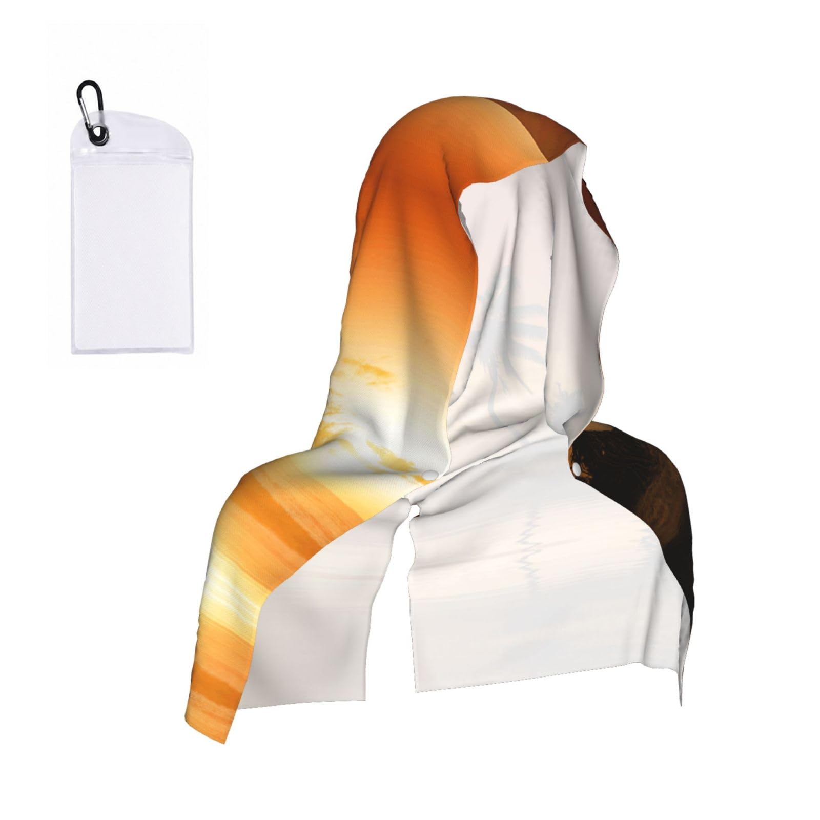 ESNAIUVCD Palm Tree Sunset Print Multifunctional Cooling Hoodie Bandana Portable Sweat Absorbing Design For Beach Workouts Exercise Heat Relief Accessories