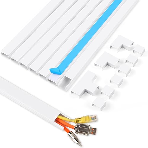 Kit de ocultador de cable, 113.6 pulgadas, cubierta de cable para cables en la pared, cubiertas de alambre para cables en la pared, ocultador de