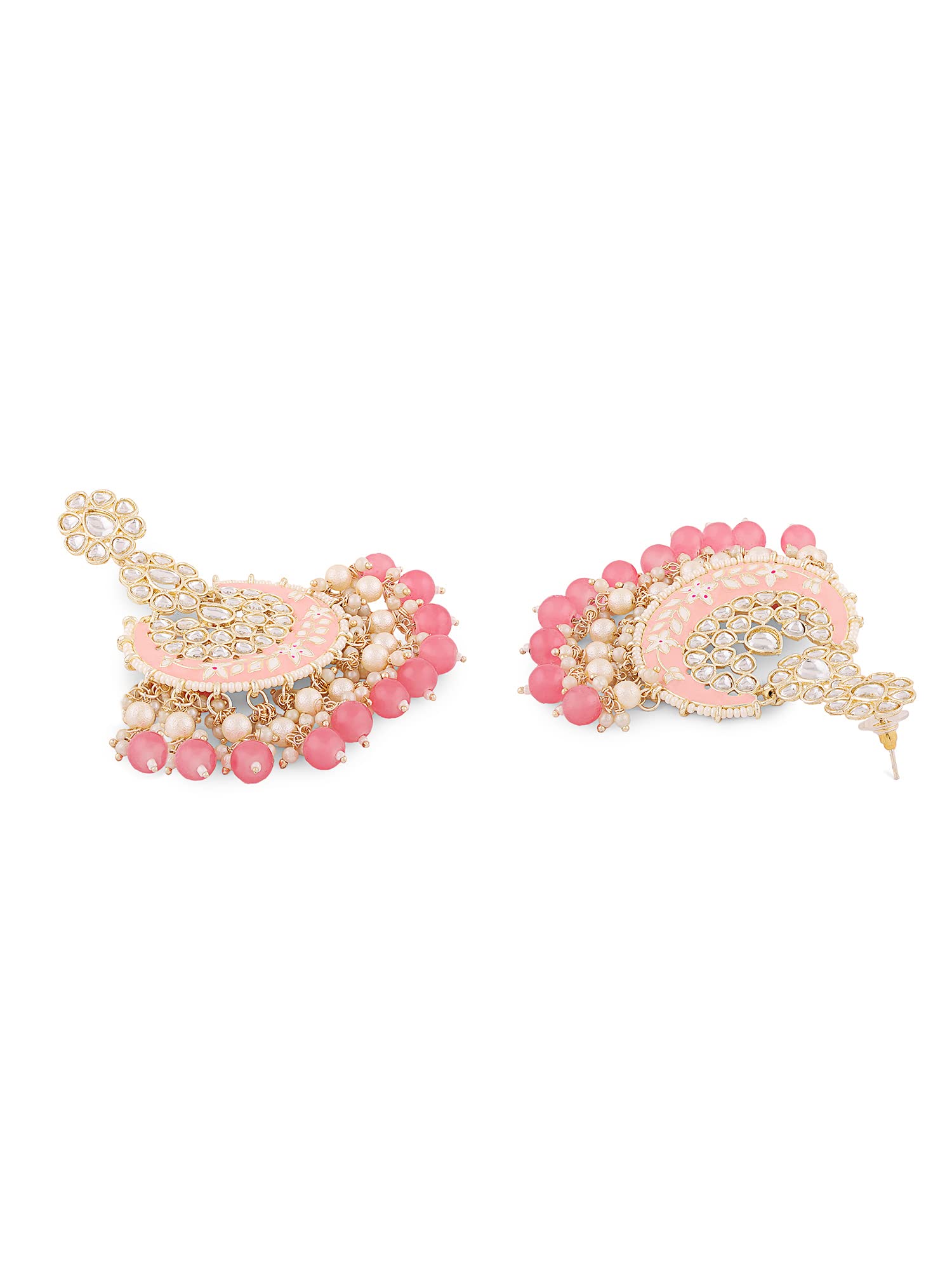 Women's Meenakari Ethnic Kundan & Beads Yellow Dangle Earrings