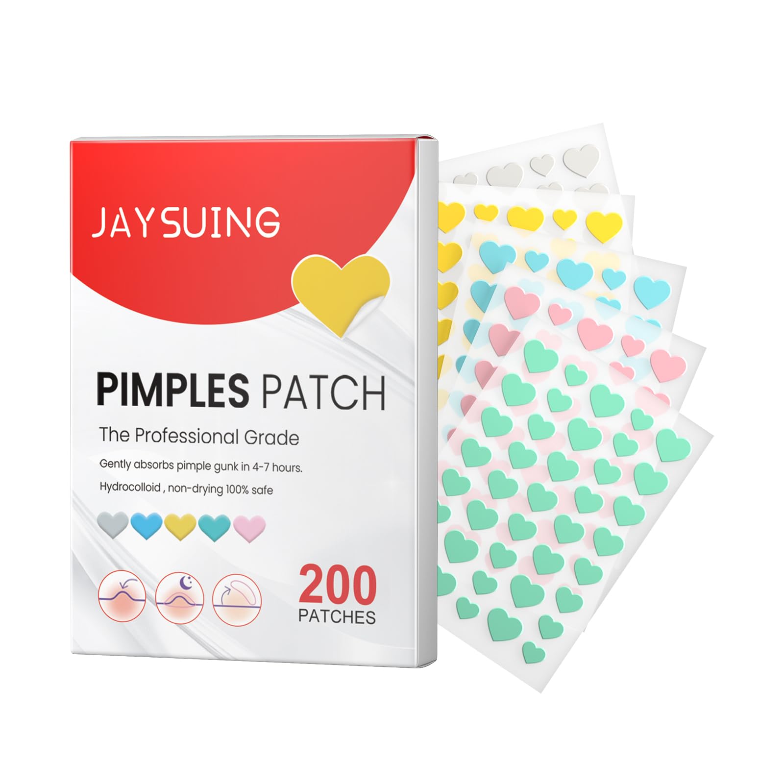 Love Shaped Pimple Patches for Face 200 Count Hydrocolloid Blemish Patches Gently Absorb Oil Debris Skin Care Patch