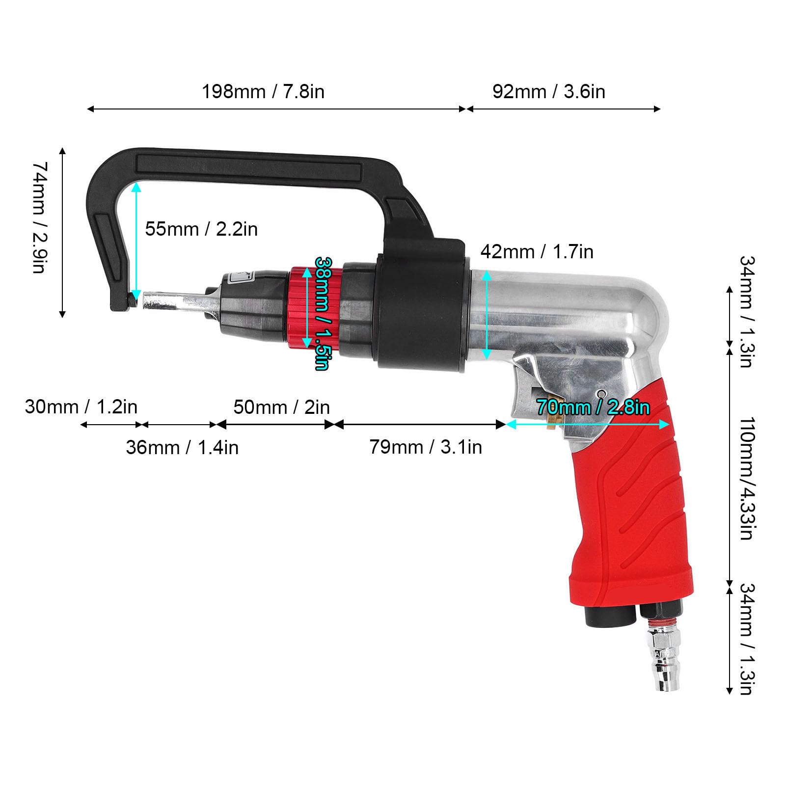 Lybunair 1/4 Air Spot Welding Drill, M8 Chuck Locating Pneumatic Sheet Metal Drill, Pneumatic Car Spot Weld Cutter Remover for Repairing Sheet Metal Automobile Collision Dent